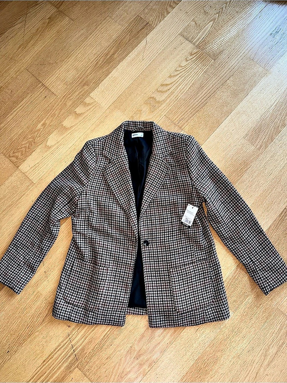 Kohl's Women's Houndstooth Blazer Brown Size Medium NWT